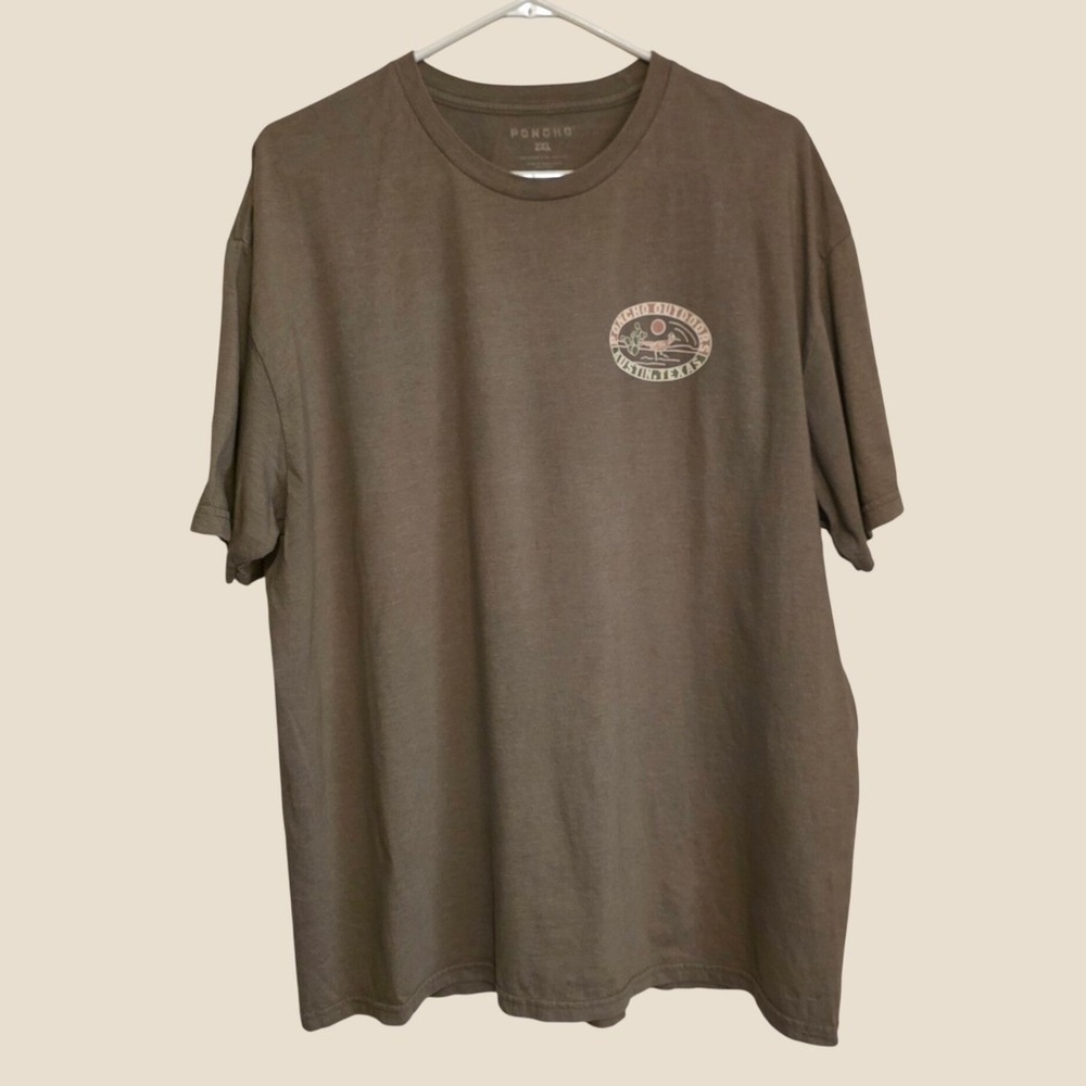 Poncho Mens T Shirt Size 2XL Brown Austin Texas Roadrunner Graphic Tee